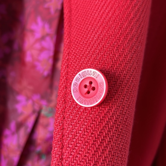 NWOT DESIGUAL Women’s Red Embroidered Overcoat Jacket EU 48 (XXL) - Picture 13 of 15